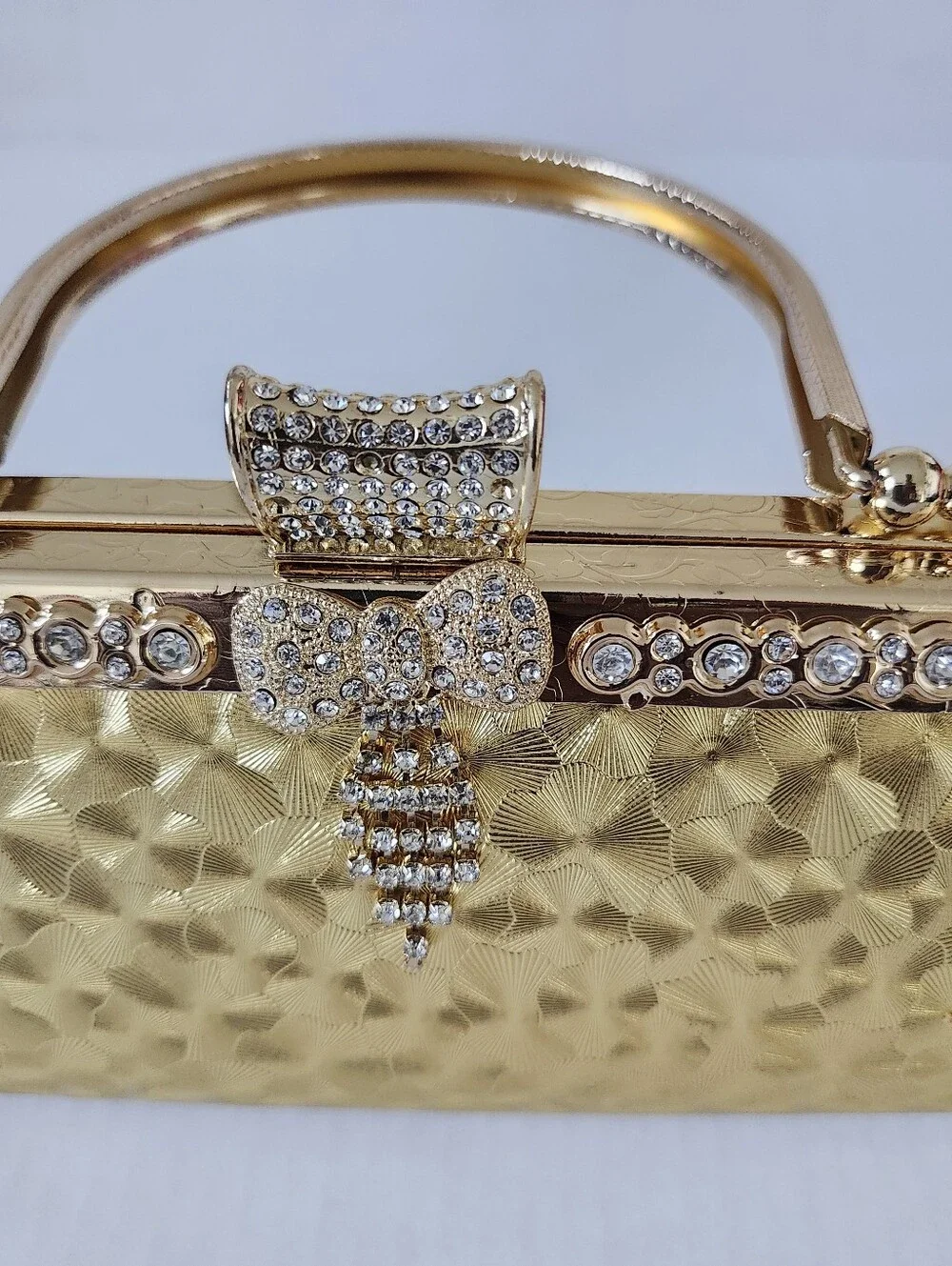 Gold Crystal-Embellished Women’s Evening Handbag